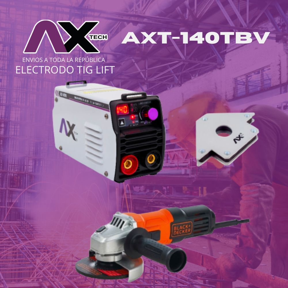 AXT-140TBV NUEVA SOLDADORA ELECTRODO Y TIG LIFT COMBO MINI ESMERILADORA ESCUADRA MAGNÉTICA